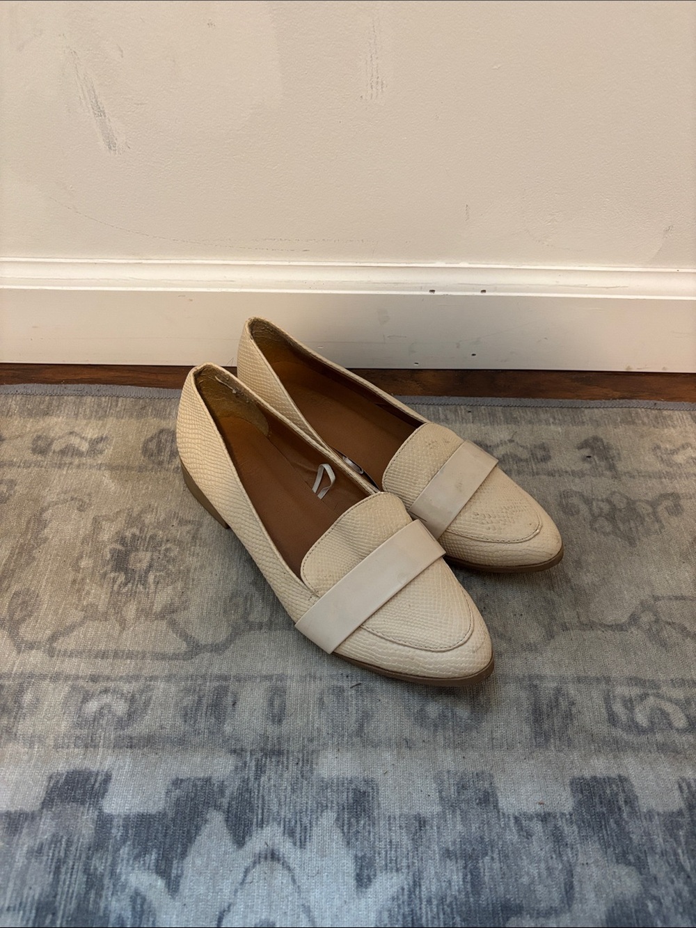 Forever 21 Cream Textured Slip-On Loafers
